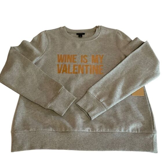 Halogen Sweatshirt Crew Neck Heather Grey Rose Gold Glitter Graphic Large - Picture 5 of 10
